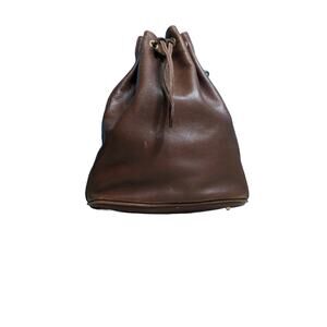 AUTH VTG GUCCI Bucket Bag Brown Leather Bamboo Top Handle Gold Hardware